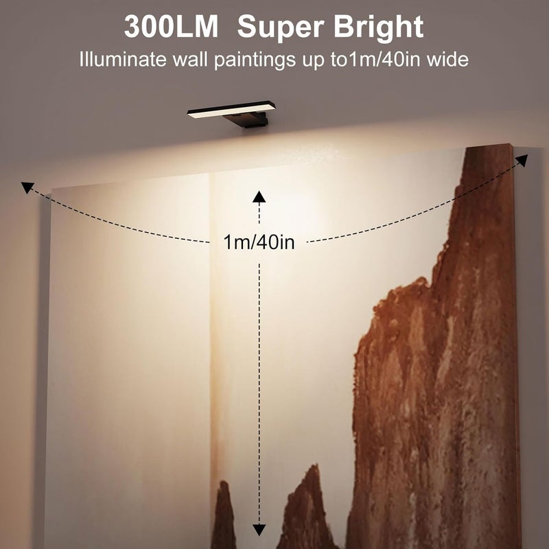 Koopala LED Picture Lights with 6000mAH Rechargeable Battery Powered, CRI≥95 Cordless Over Painting Wall Mounted Lamps with 5 Brightness,3 Color Temp, Dimmable Display Lights for Art Photo Dartboard - Image 2